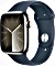 Apple Watch Series 9 (GPS + Cellular) 45mm Edelstahl silber mit Sportarmband S/M sturmblau (MRMN3QF)