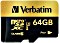 Verbatim Pro+ R90/W80 microSDXC 64GB Kit, UHS-I U3, Class 10 Vorschaubild
