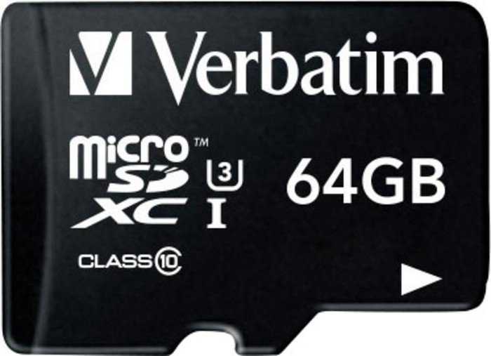 Verbatim Pro U3 R90/W45 microSDXC 64GB Kit, UHS-I U3, Class 10