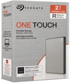 Seagate One Touch Portable HDD Silver +Rescue 2TB, USB 3.0 Micro-B