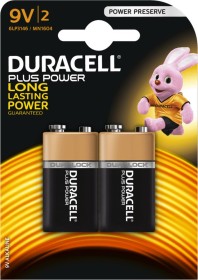Duracell Plus Power 9V-Block, 2er-Pack