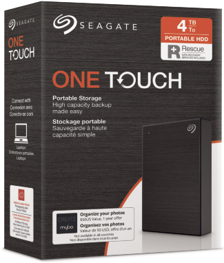 Seagate One Touch Portable HDD Black +Rescue 4TB, USB 3.0 Micro-B