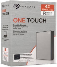Seagate One Touch Portable HDD Silver +Rescue 4TB, USB 3.0 Micro-B