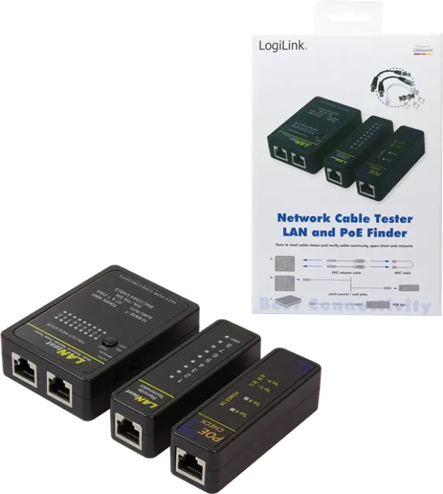 LogiLink Sieć tester przewodów z POE-Finder RJ-11/RJ-12/RJ-45/BNC