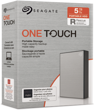 Seagate One Touch Portable HDD Silver +Rescue 5TB, USB 3.0 Micro-B