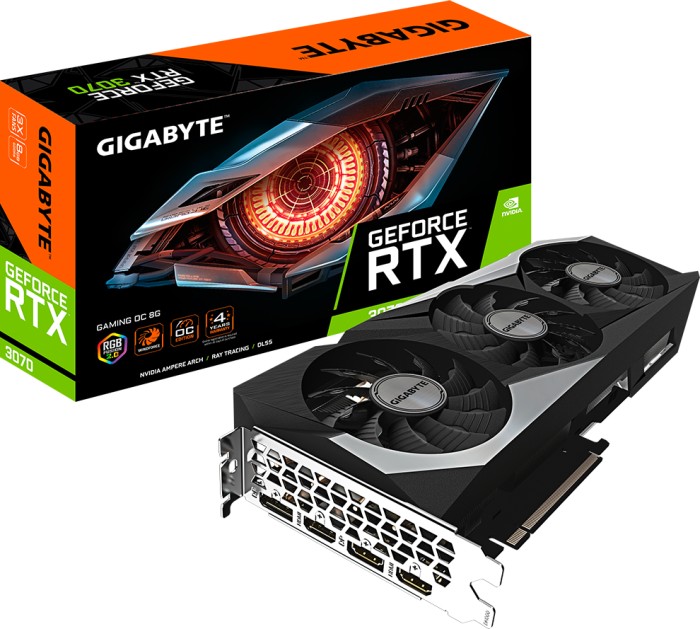GIGABYTE GeForce RTX 3070 Gaming OC 8G (Rev. 2.0) (LHR), 8GB GDDR6, 2x HDMI, 2x DP