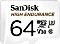 SanDisk High Endurance R100/W40 microSDXC 64GB Kit, UHS-I U3, Class 10 (SDSQQNR-064G-GN6IA)