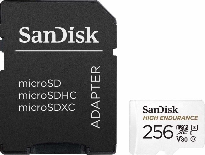 SanDisk High Endurance R100/W40 microSDXC 256GB Kit, UHS-I U3, Class 10