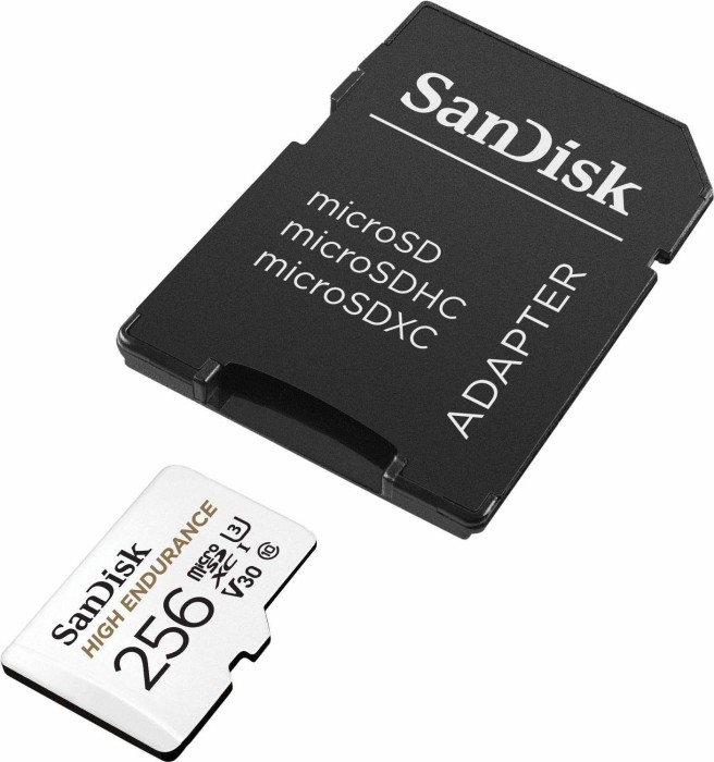 SanDisk High Endurance R100/W40 microSDXC 256GB Kit, UHS-I U3, Class 10