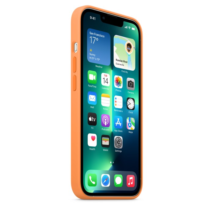 Apple Silikon Case mit MagSafe für iPhone 13 Pro gelborange
