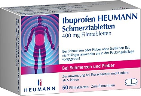 Ibuprofen 400mg Schmerztabletten Heumann Filmtabletten, 50 Stück