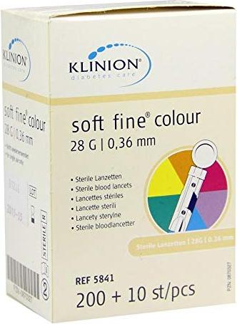 eu-medical Klinion Soft Fine Colour 28G Lanzetten, 210 Stück