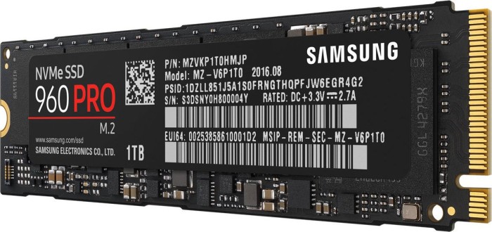 Samsung SSD 960 PRO 1TB, M.2 2280/M-Key/PCIe 3.0 x4