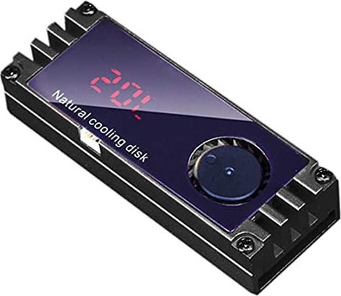 M.2 2280 Alu, doppelseitige Kühler für SSDs, Lüfter, Temperaturanzeige, schwarz (verschiedene Markenbezeichnungen)