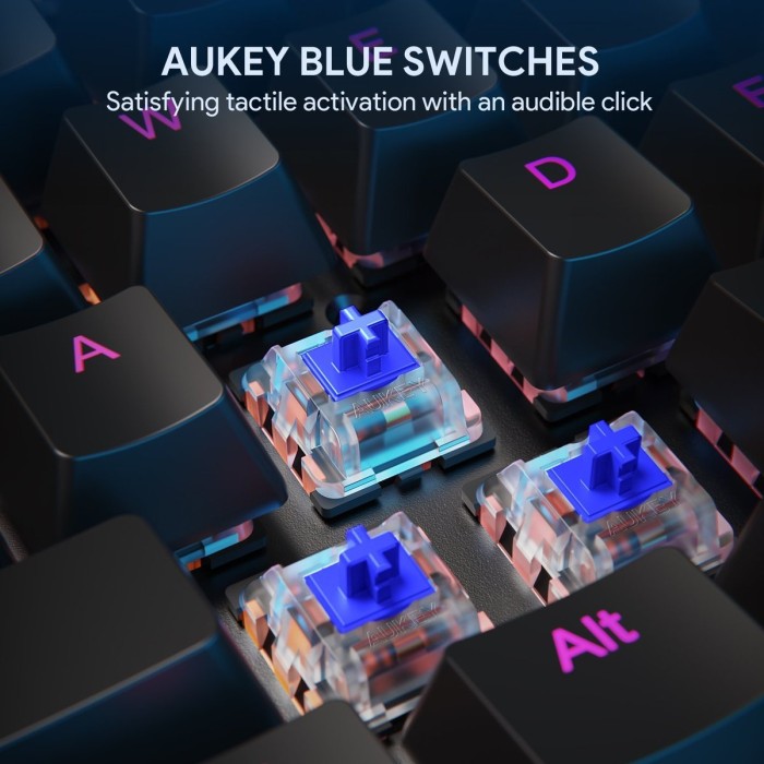 Aukey KM-G12, LEDs RGB, Gaote Outemu BLUE, USB, DE