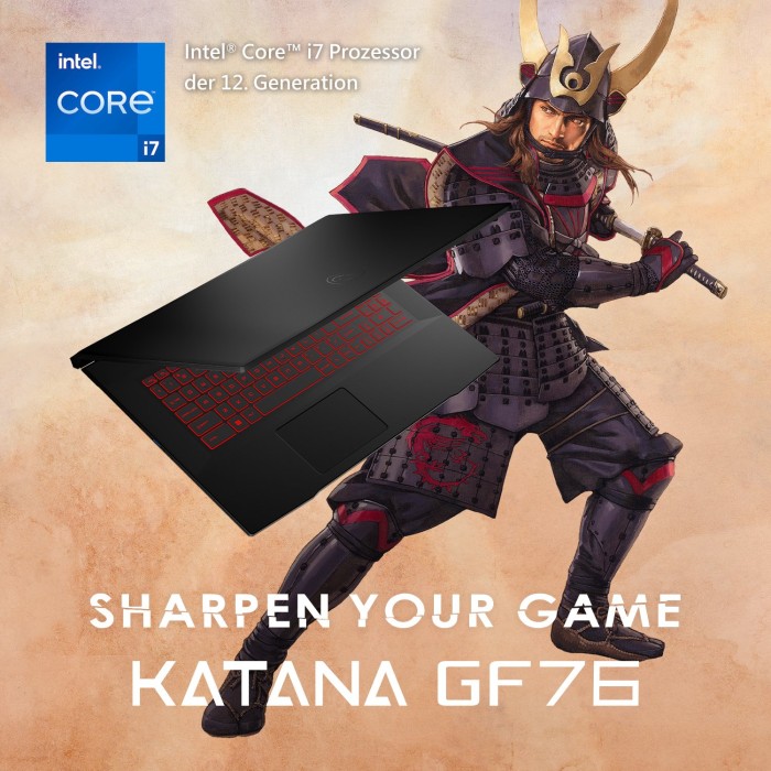MSI Katana GF76 12UE-251, Core Black, Core i7-12700H, 16GB RAM, 512GB SSD, GeForce RTX 3060, DE