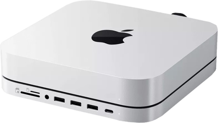Satechi Stand Hub with SSD Enclosure, für Mac Mini, Silver, Dual-Slot-Cardreader, USB-C 3.0 [Stecker]