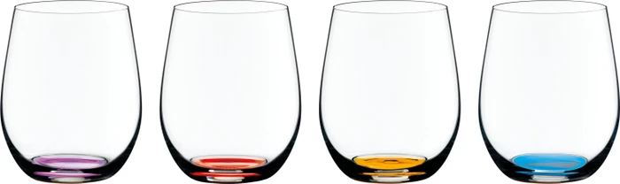 Set Di 4 Bicchieri Riedel Happy O - 12 Oz, Multicolore (Azzurro, Viola, Rosso, Arancione), Cristallo, Lavabile In Lavastoviglie