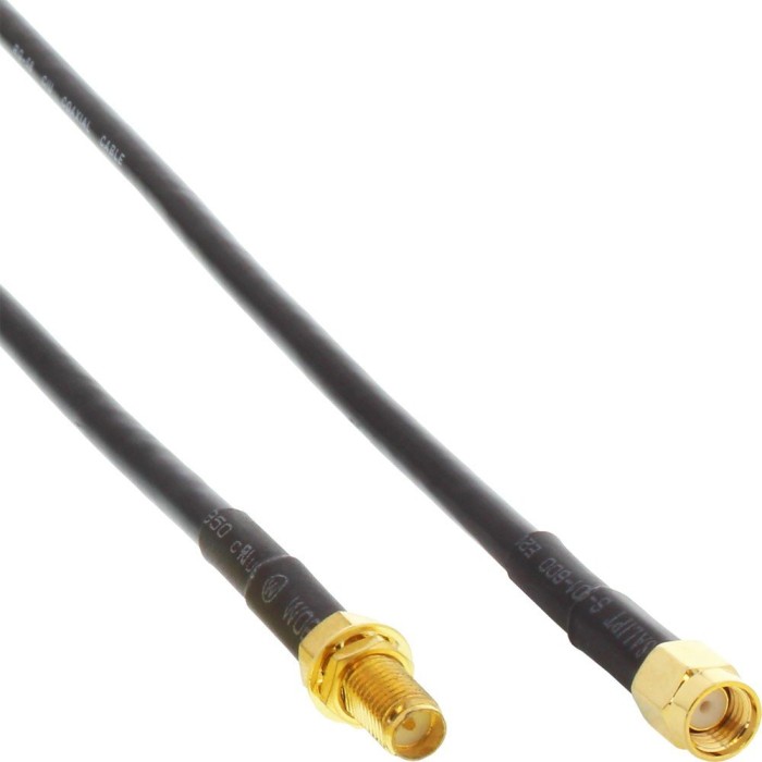 InLine coaxial cable RP-SMA plug/RP-SMA socket, 10m, black