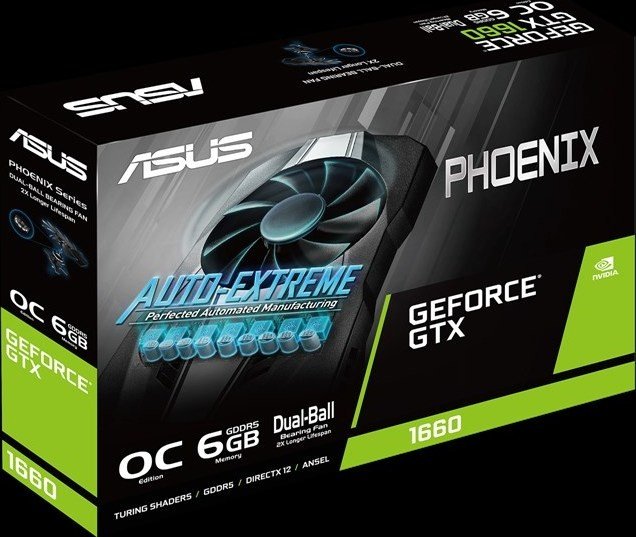 ASUS Phoenix GeForce GTX 1660 OC, PH-GTX1660-O6G, 6GB GDDR5, DVI, HDMI, DP
