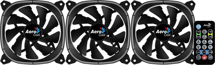 AeroCool Astro 12 Pro ARGB, sterowanie LED, pilot zdalnego sterowania, sterowanie wentylatorów, 120mm, sztuk 3