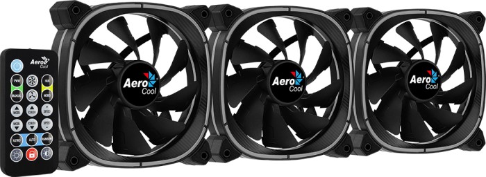 AeroCool Astro 12 Pro ARGB, sterowanie LED, pilot zdalnego sterowania, sterowanie wentylatorów, 120mm, sztuk 3