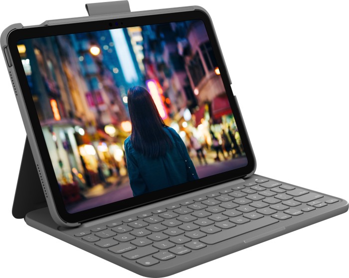 Logitech Slim Folio, KeyboardDock für iPad 10 2022, grau, DE