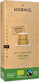 J. Hornig Crema Lungo Bio Fairtrade 100% biologisch abbaubar Kaffeekapseln, 10er-Pack