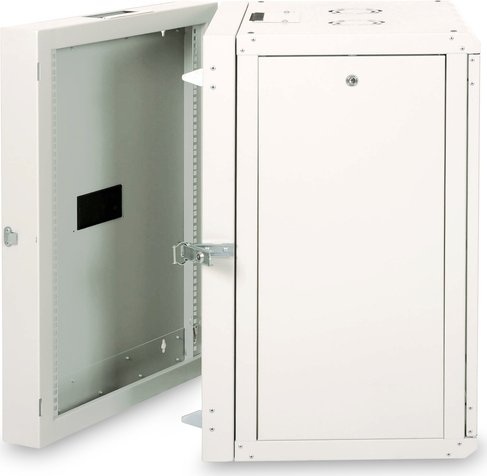 Digitus Professional Unique series 16U wallmount cabinet, glass door, 2-piece, swiveling, grey, 600mm deep