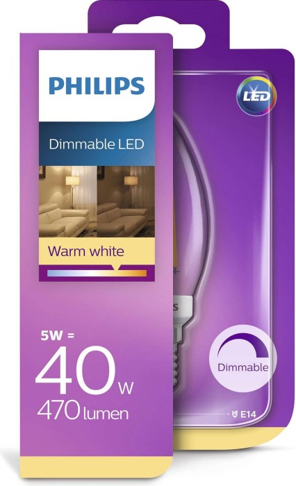 Philips Classic LED świeczka E14 5W/827 przyciemniane
