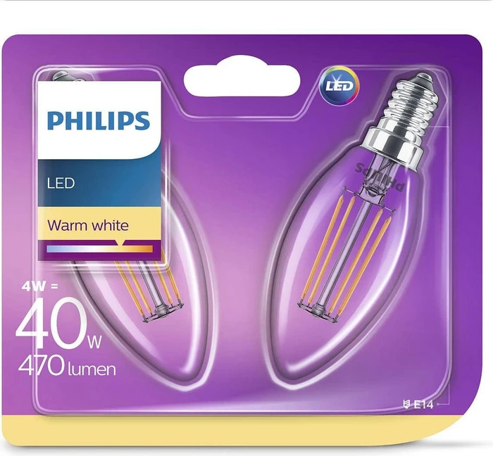 Silver Electronics LED-Kerze E14, 4W, 5000K Weiß, Glühfaden-Design, 320° Abstrahlwinkel