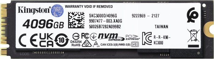 SSD interne Kingston 1024G KC3000 NVME M.2 SSD PCIE 4.0 - SKC3000S/1024G