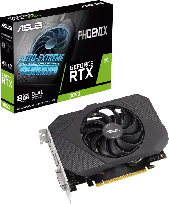 ASUS Phoenix GeForce RTX 3050 V2, PH-RTX3050-8G-V2, 8GB GDDR6, DVI, HDMI, DP