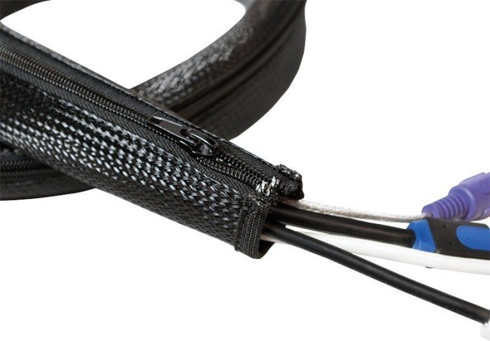 LogiLink Flexibler Kabelschutz 35mm innen, Kabelmanagement mit Reißverschluss schwarz, 1m