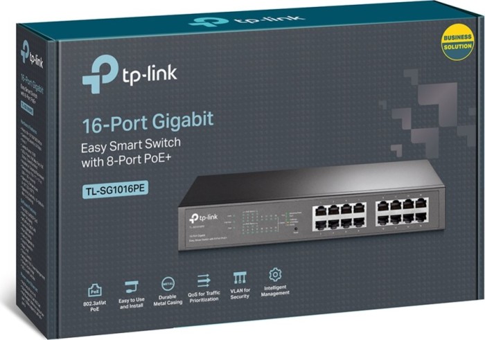 TP-Link TL-SG1016PE Desktop Gigabit Easy Smart switch, 16x RJ-45, 150W PoE+