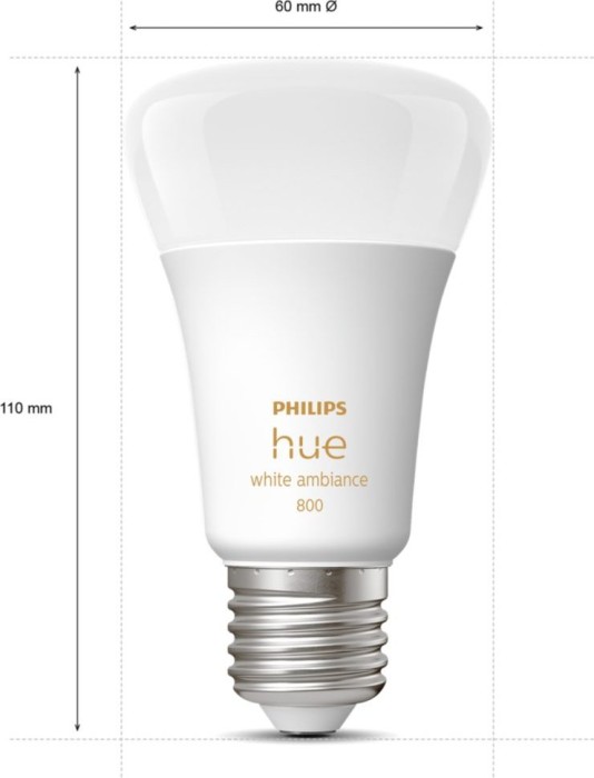 Philips Hue White Ambiance 800 LED-Bulb E27 6W, 2er-Pack