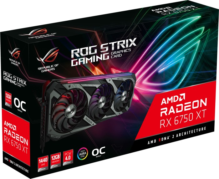 ASUS ROG Strix Radeon RX 6750 XT OC, ROG-STRIX-RX6750XT-O12G-GAMING, 12GB GDDR6, HDMI, 3x DP