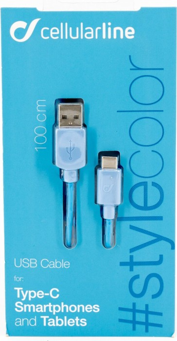 Cellularline USB Cable Stylecolor USB-C 1.00m blau