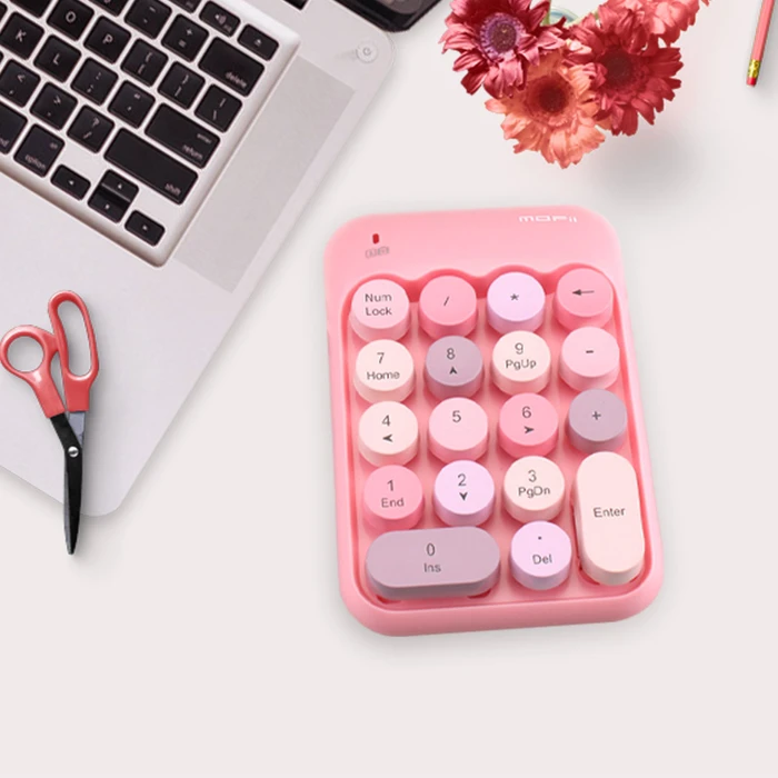 Mofii X910 Wireless Numeric Keypad - Vintage Round Keycaps, Black mixed ...