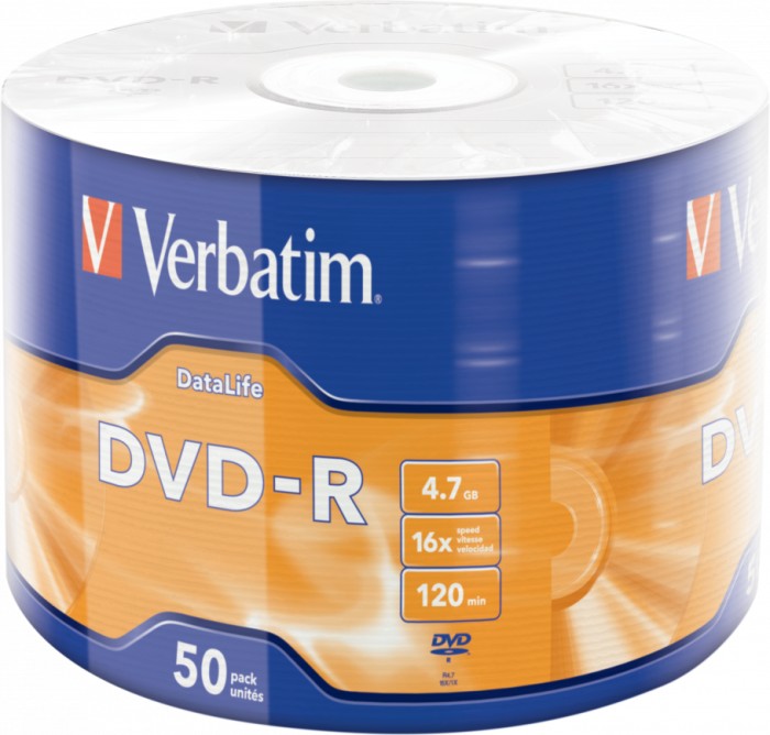Verbatim DVD-R 4.7GB 16x, 50er Pack Matt Silver