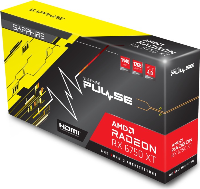 Sapphire Pulse Radeon RX 6750 XT, 12GB GDDR6, HDMI, 3x DP, lite retail