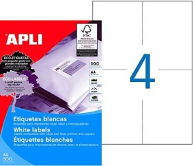 APLI etykiety, 105x148mm, biały, 500 arkuszy (01797)