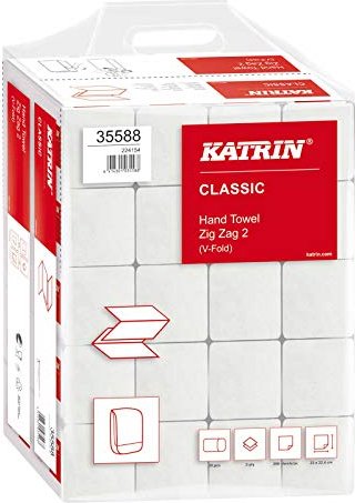 Katrin Classic Zig Zag 2 Handy Pack 2-lagig Papierhandtücher, 4000 Stück