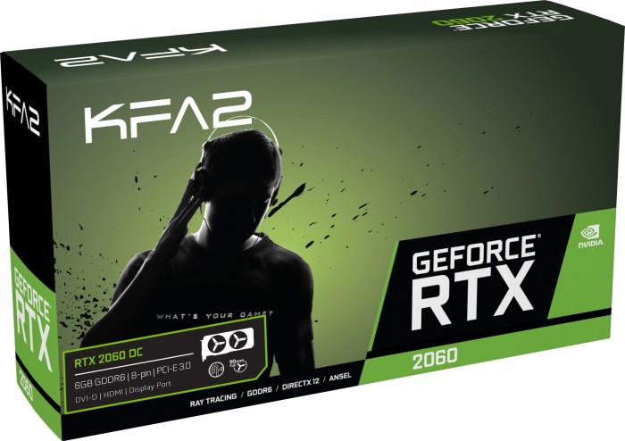 KFA2 GeForce RTX 2060 (1-Click OC), 6GB GDDR6, DVI, HDMI, DP
