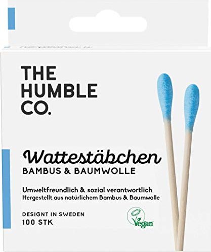 The Humble Co Bambus-Wattestäbchen blau, 100 Stück