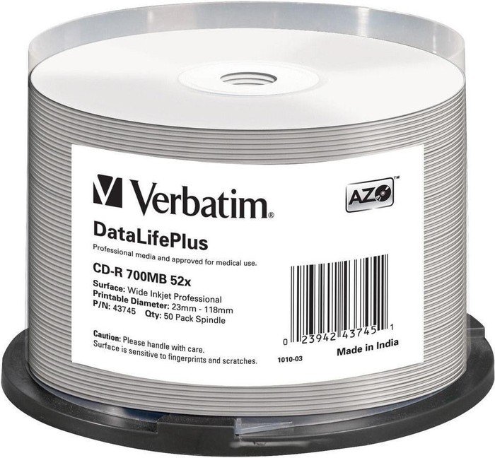 Verbatim DataLifePlus CD-R 80min/700MB 52x, 50er Spindel printable