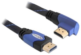 DeLOCK High Speed HDMI Kabel mit Ethernet und gewinkeltem Stecker blau 3m (82957)