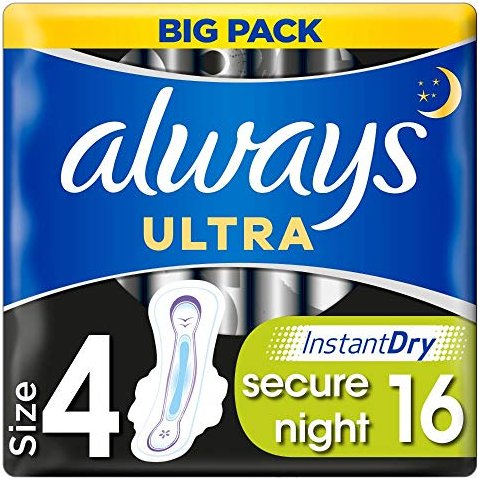 Always Ultra Secure Night (Größe 4) Damenbinden, 16 Stück