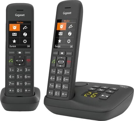 Gigaset C575A Duo schwarz & C570HX DECT-Telefon schnurlos für Router Fritzbox 2 Schnurlose Telefone mit Anrufbeantworter leichte Bedienbarkeit Schwarz Speedport kompatibel 
