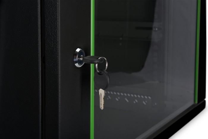 Digitus Professional Dynamic Basic seria 16U szafa przyścienna, drzwi szklane, czarny, 450 mm głębokości
